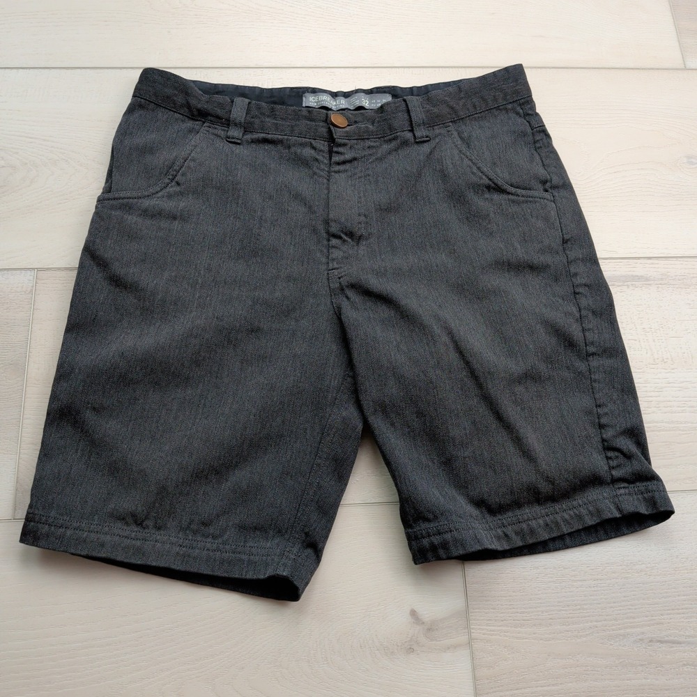 Icebreaker Shorts Mens 32 Merino Wool Blend Outdoor Hiking Gray FLAW